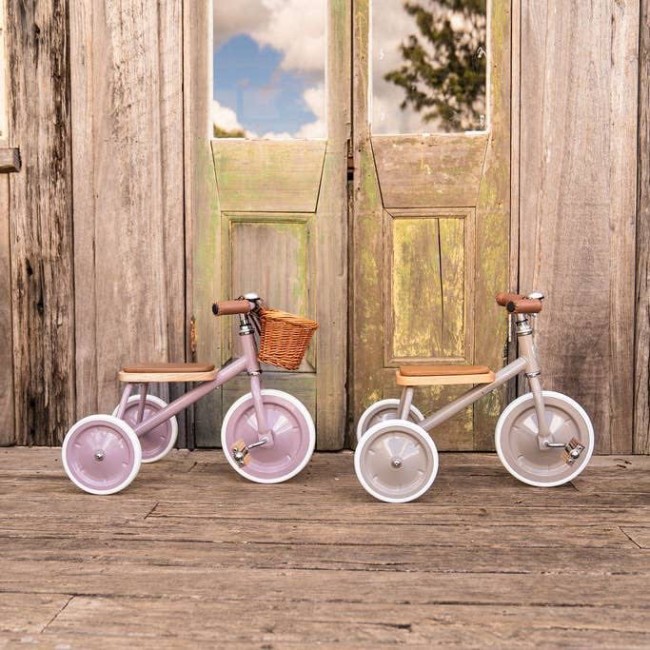 Tricicleta pentru copii cu cosulet din rachita vintage - Beige - Banwood