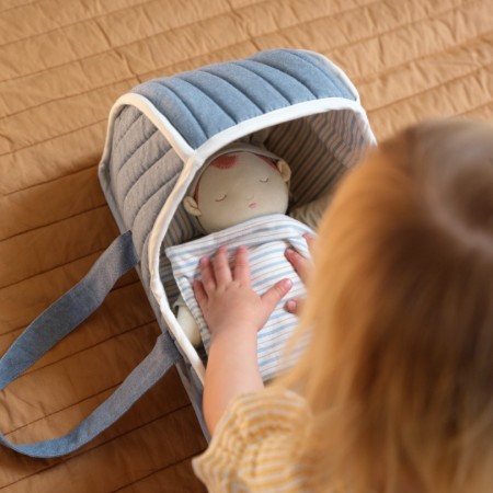 Landou din bumbac organic pentru papusi - Chambray Blue Spruce - Fabelab Landou din bumbac organic pentru papusi - Chambray Blue Spruce - Fabelab