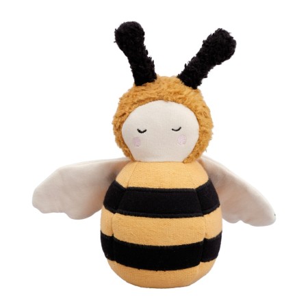 Jucarie Tumbler din bumbac organic cu zgomote - Bee - Fabelab Jucarie Tumbler din bumbac organic cu zgomote - Bee - Fabelab