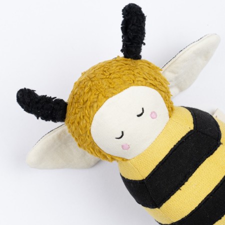 Jucarie Tumbler din bumbac organic cu zgomote - Bee - Fabelab Jucarie Tumbler din bumbac organic cu zgomote - Bee - Fabelab