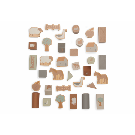Blocuri din lemn pentru construit cu figurine de la ferma - Farm - Jollein Blocuri din lemn pentru construit cu figurine de la ferma - Farm - Jollein