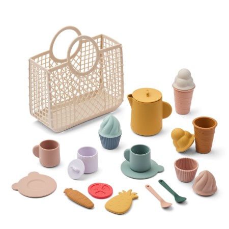 Set de picnic cu cos Elna - 17 piese din silicon - Sandy Multi Mix - Liewood