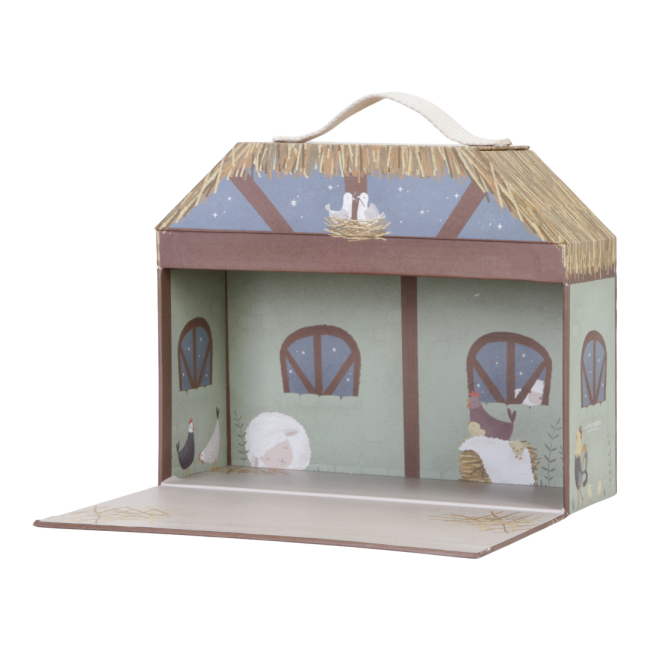 Jucarie din lemn FSC in cutie portabila - Scena nasterii de Craciun - Little Dutch