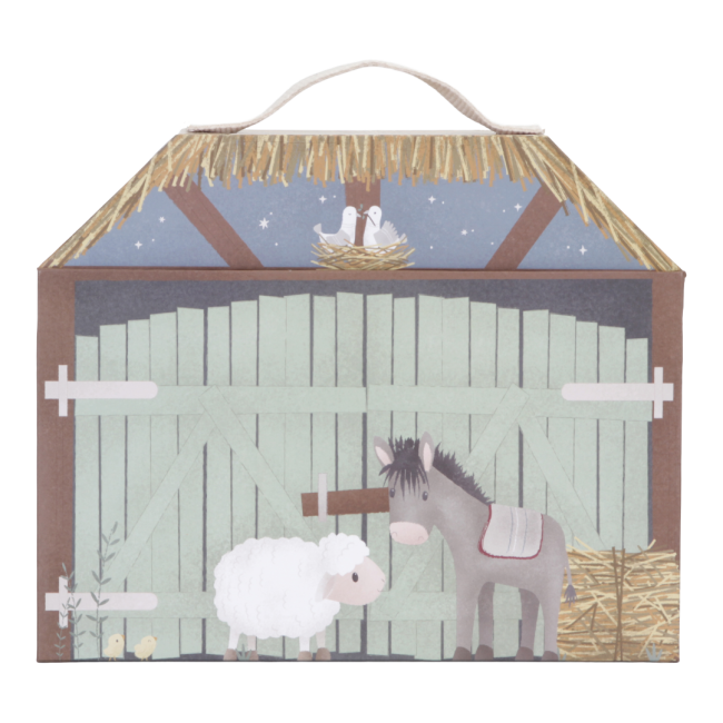 Jucarie din lemn FSC in cutie portabila - Scena nasterii de Craciun - Little Dutch