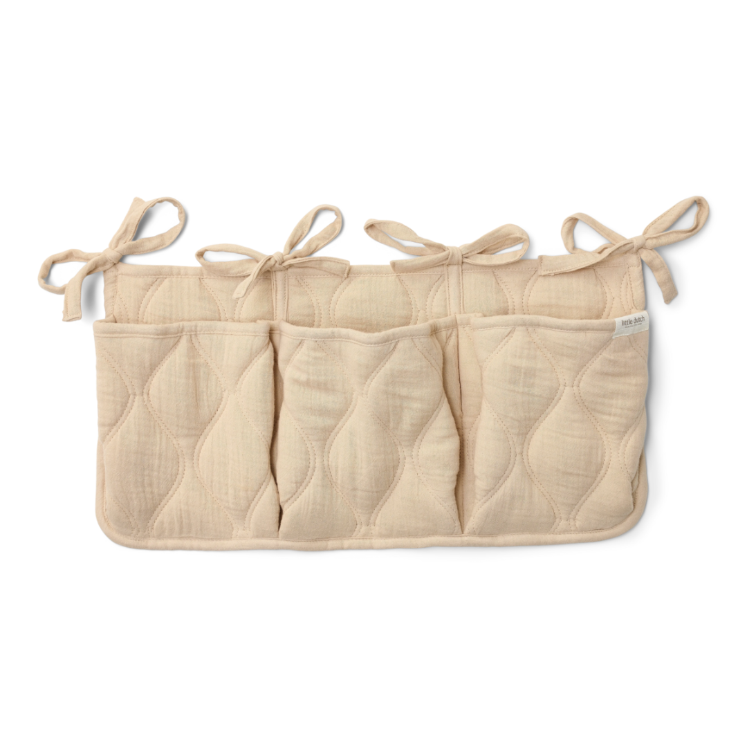 Organizator din bumbac organic pentru patut - Pure Soft Beige - Little Dutch