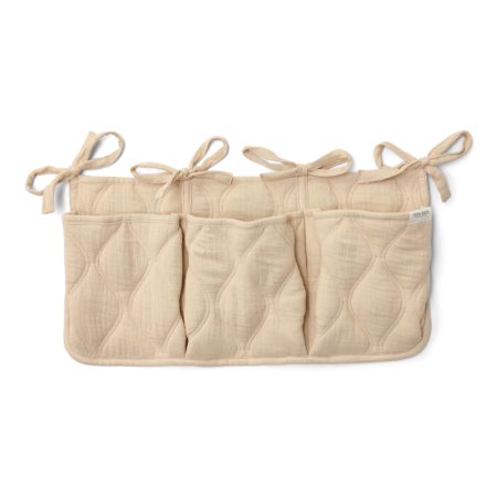 Organizator din bumbac organic pentru patut - Pure Soft Beige - Little Dutch