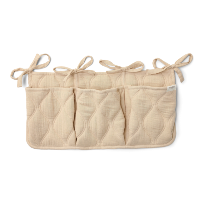 Organizator din bumbac organic pentru patut - Pure Soft Beige - Little Dutch