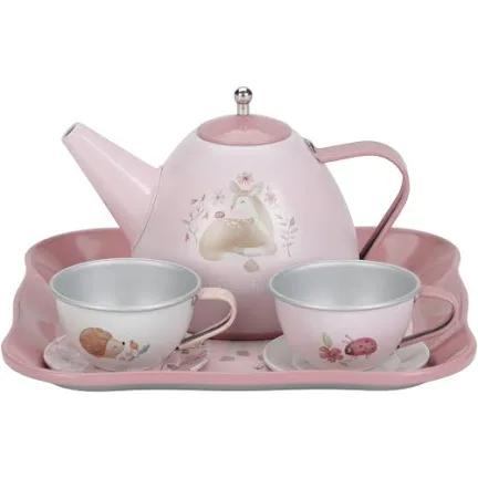 Set metalic pentru ceai in valiza cu maner - Fairy Garden - Little Dutch