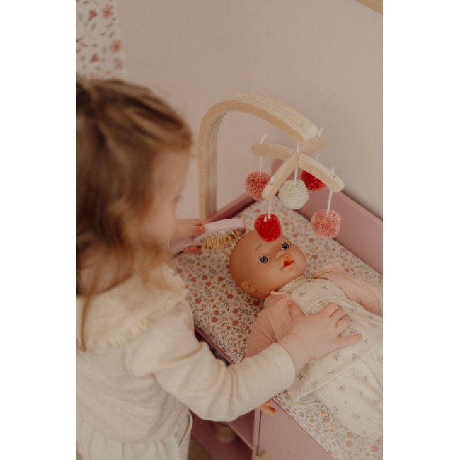 Masa de schimbat scutece cu accesorii pentru papusi - Roz - Little Dutch