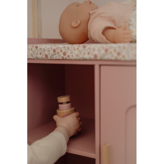 Masa de schimbat scutece cu accesorii pentru papusi - Roz - Little Dutch
