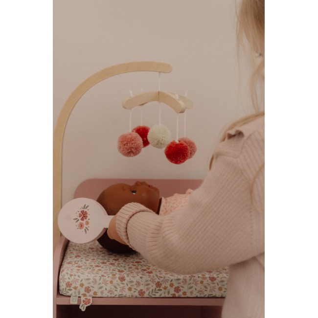 Masa de schimbat scutece cu accesorii pentru papusi - Roz - Little Dutch