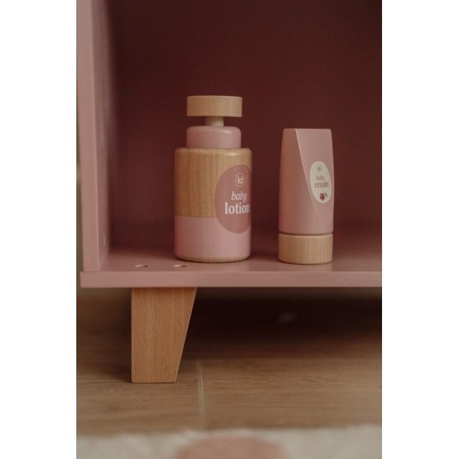 Masa de schimbat scutece cu accesorii pentru papusi - Roz - Little Dutch