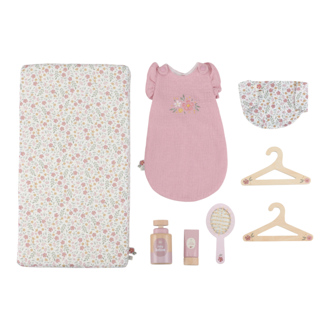 Masa de schimbat scutece cu accesorii pentru papusi - Roz - Little Dutch