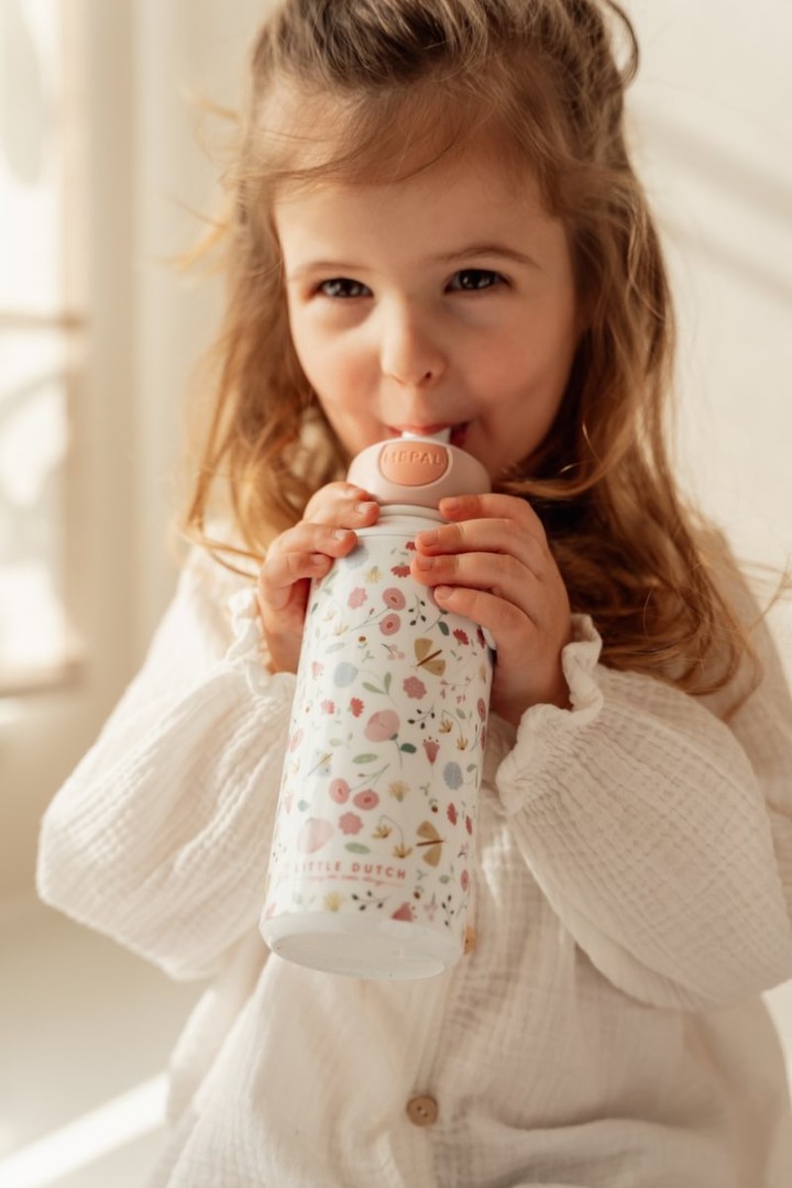 Sticla pentru apa cu pop-up 400 ml - Flowers&Butterflies - Little Dutch