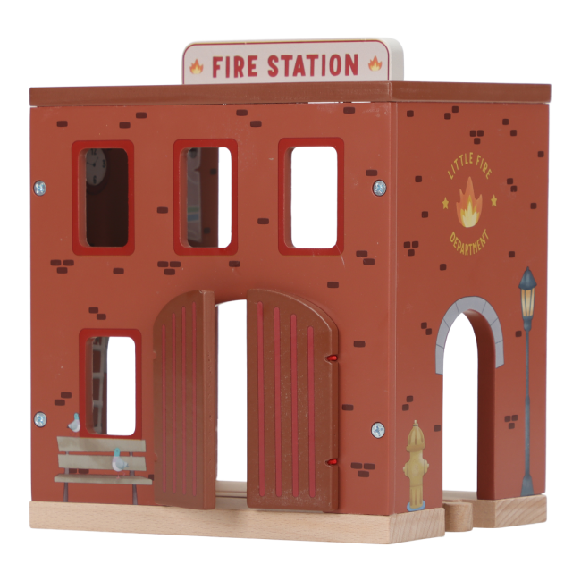 Statie de pompieri cu figurine din lemn FSC - Little Dutch