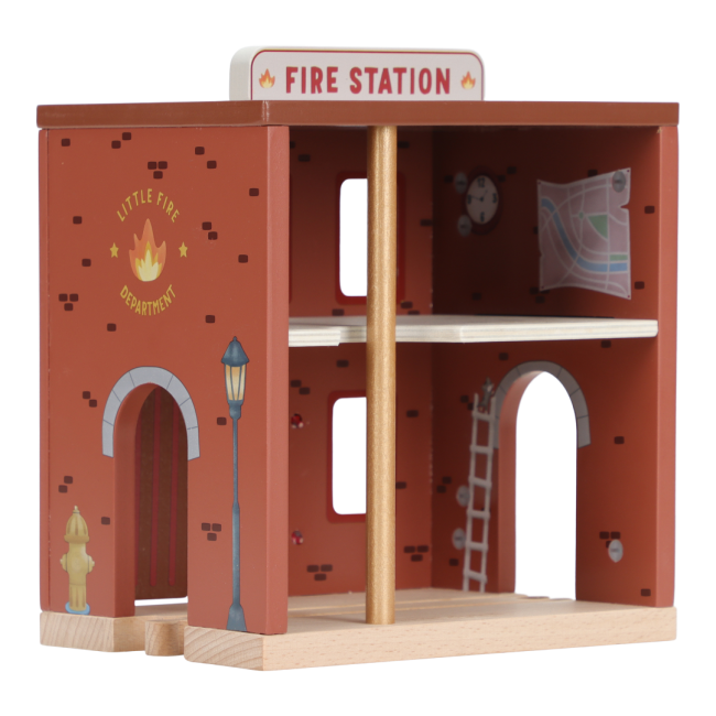 Statie de pompieri cu figurine din lemn FSC - Little Dutch