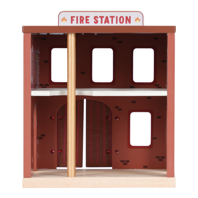 Statie de pompieri cu figurine din lemn FSC - Little Dutch