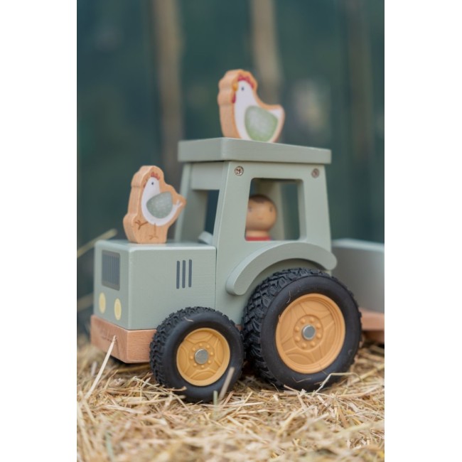 Tractor din lemn FSC cu remorca - Little farm - Little Dutch Tractor din lemn FSC cu remorca - Little farm - Little Dutch