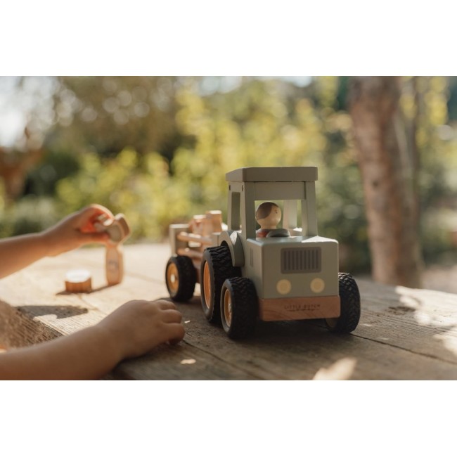 Tractor din lemn FSC cu remorca - Little farm - Little Dutch Tractor din lemn FSC cu remorca - Little farm - Little Dutch