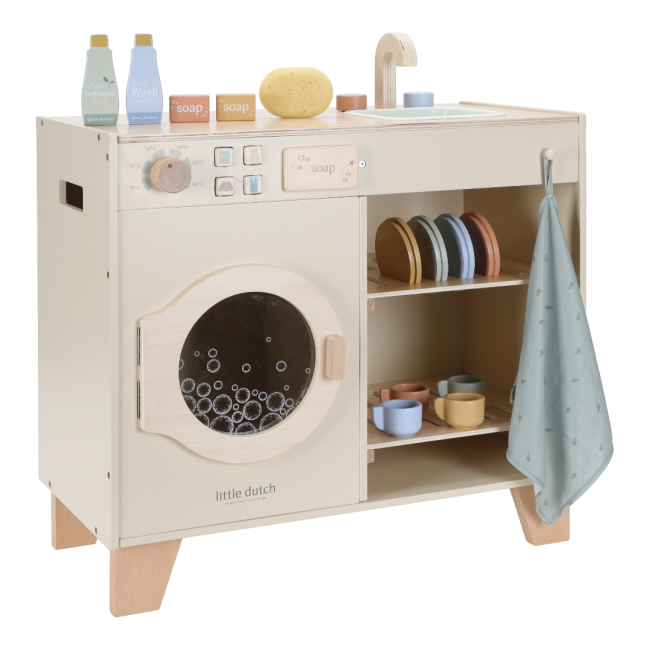 Masina de spalat din lemn cu chiuveta - Little Dutch Masina de spalat din lemn cu chiuveta - Little Dutch