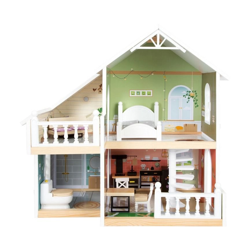 Casuta de papusi din lemn cu accesorii - Villa Compact - Small Foot