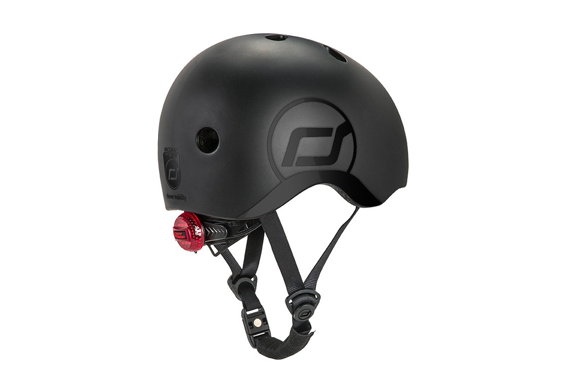 Casca de protectie cu sistem de reglare magnetic - Include LED si captuseala din fleece - 3 ani +, S - M - Black - Scoot & Ride