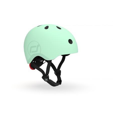 Casca de protectie cu sistem de reglare magnetic - Include LED si captuseala din fleece - 3 ani +, S - M - Kiwi - Scoot & Ride Casca de protectie cu sistem de reglare magnetic - Include LED si captuseala din fleece - 3 ani +, S - M - Kiwi - Scoot & Ride