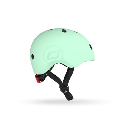 Casca de protectie cu sistem de reglare magnetic - Include LED si captuseala din fleece - 3 ani +, S - M - Kiwi - Scoot & Ride Casca de protectie cu sistem de reglare magnetic - Include LED si captuseala din fleece - 3 ani +, S - M - Kiwi - Scoot & Ride