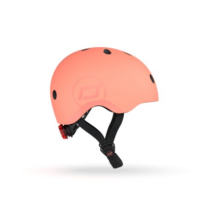 Casca de protectie cu sistem de reglare magnetic - Include LED si captuseala din fleece - 3 ani +, S - M - Peach - Scoot & Ride Casca de protectie cu sistem de reglare magnetic - Include LED si captuseala din fleece - 3 ani +, S - M - Peach - Scoot & Ride