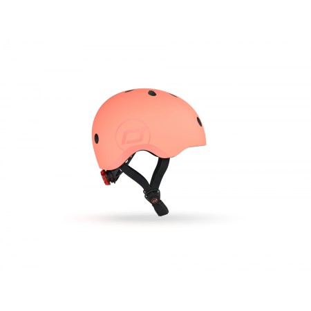 Casca de protectie cu sistem de reglare magnetic - Include LED si captuseala din fleece - 3 ani +, S - M - Peach - Scoot & Ride