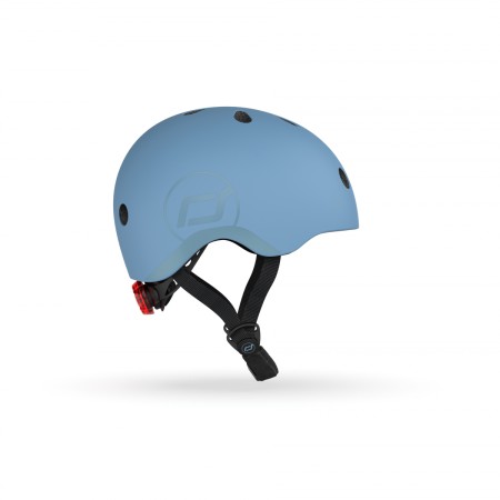 Casca de protectie cu sistem de reglare magnetic - Include LED si captuseala din fleece - 3 ani +, S - M - Steel - Scoot & Ride Casca de protectie cu sistem de reglare magnetic - Include LED si captuseala din fleece - 3 ani +, S - M - Steel - Scoot & Ride