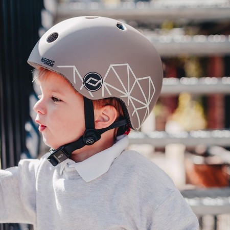 Casca de protectie pentru copii cu sistem de reglare magnetic cu led - XXS-S, 45-51 cm - 1 an+ -  Brown Lines - Scoot & Ride