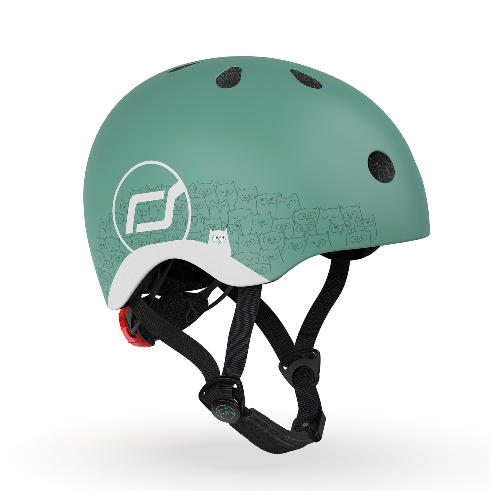 Casca de protectie pentru copii cu sistem de reglare magnetic cu led - XXS-S, 45-51 cm - 1 an+, Forest Reflectorizant - Scoot & Ride