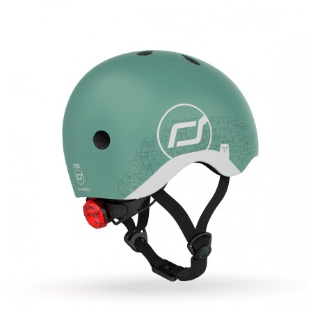 Casca de protectie pentru copii cu sistem de reglare magnetic cu led - XXS-S, 45-51 cm - 1 an+, Forest Reflectorizant - Scoot & Ride