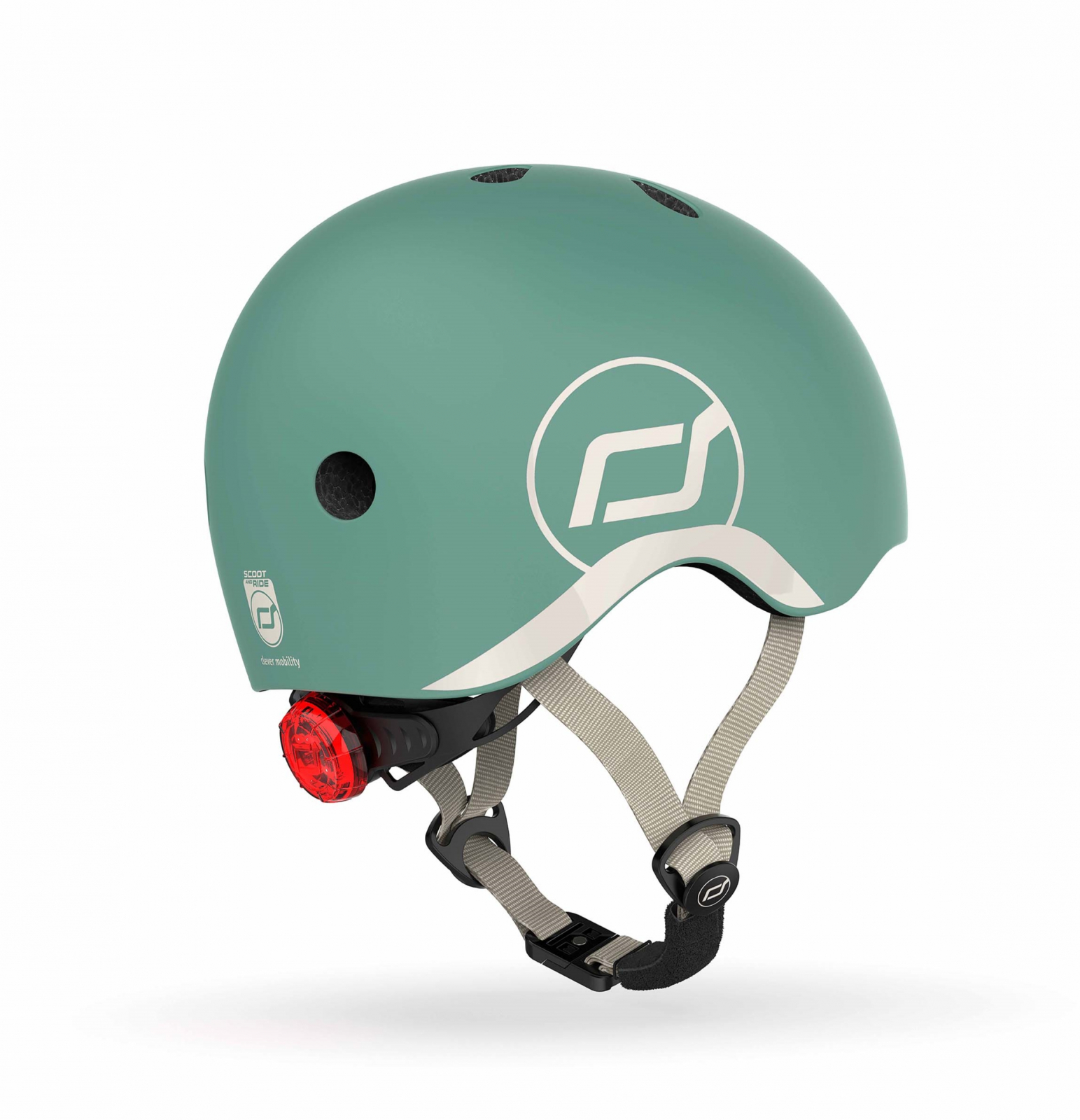 Casca de protectie pentru copii cu sistem de reglare magnetic cu led - XXS-S, 45-51 cm, 1 an+, Forest - Scoot & Ride