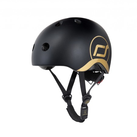 Casca de protectie pentru copii cu sistem de reglare magnetic cu led - XXS-S, 45-51 cm, 1 an+ - Black Gold - Scoot & Ride