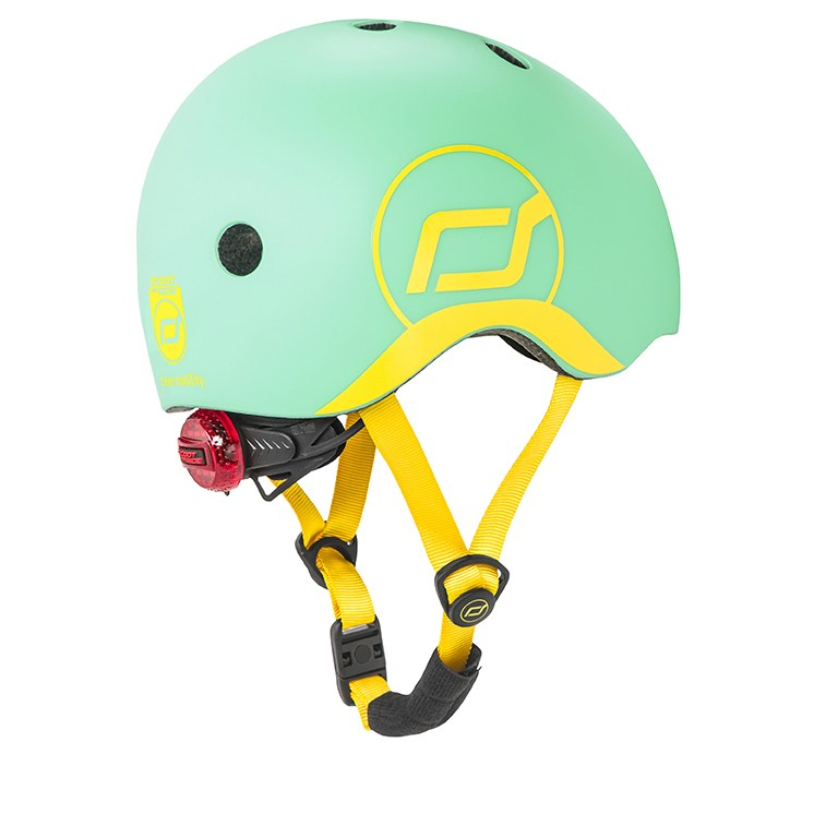 Casca de protectie pentru copii cu sistem de reglare magnetic cu led - XXS-S, 45-51 cm, 1 an+, Kiwi - Scoot & Ride