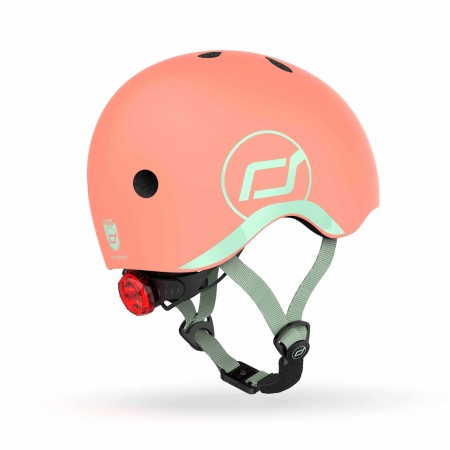 Casca de protectie pentru copii cu sistem de reglare magnetic cu led - XXS-S, 45-51 cm, 1 an+, Peach - Scoot & Ride Casca de protectie pentru copii cu sistem de reglare magnetic cu led - XXS-S, 45-51 cm, 1 an+, Peach - Scoot & Ride