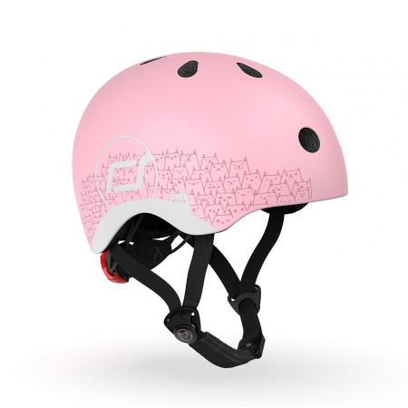 Casca de protectie pentru copii cu sistem de reglare magnetic cu led - XXS-S, 45-51 cm - 1 an+, Rose Reflectorizant - Scoot & Ride