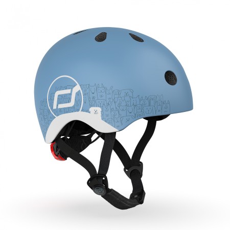 Casca de protectie pentru copii cu sistem de reglare magnetic cu led - XXS-S, 45-51 cm - 1 an+, Steel Reflectorizant, - Scoot & Ride Casca de protectie pentru copii cu sistem de reglare magnetic cu led - XXS-S, 45-51 cm - 1 an+, Steel Reflectorizant, - Scoot & Ride