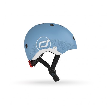 Casca de protectie pentru copii cu sistem de reglare magnetic cu led - XXS-S, 45-51 cm - 1 an+, Steel Reflectorizant, - Scoot & Ride Casca de protectie pentru copii cu sistem de reglare magnetic cu led - XXS-S, 45-51 cm - 1 an+, Steel Reflectorizant, - Scoot & Ride