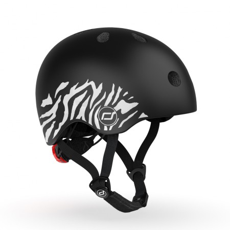 Casca de protectie pentru copii cu sistem de reglare magnetic cu led - XXS-S, 45-51 cm, 1 an+, Zebra - Scoot & Ride