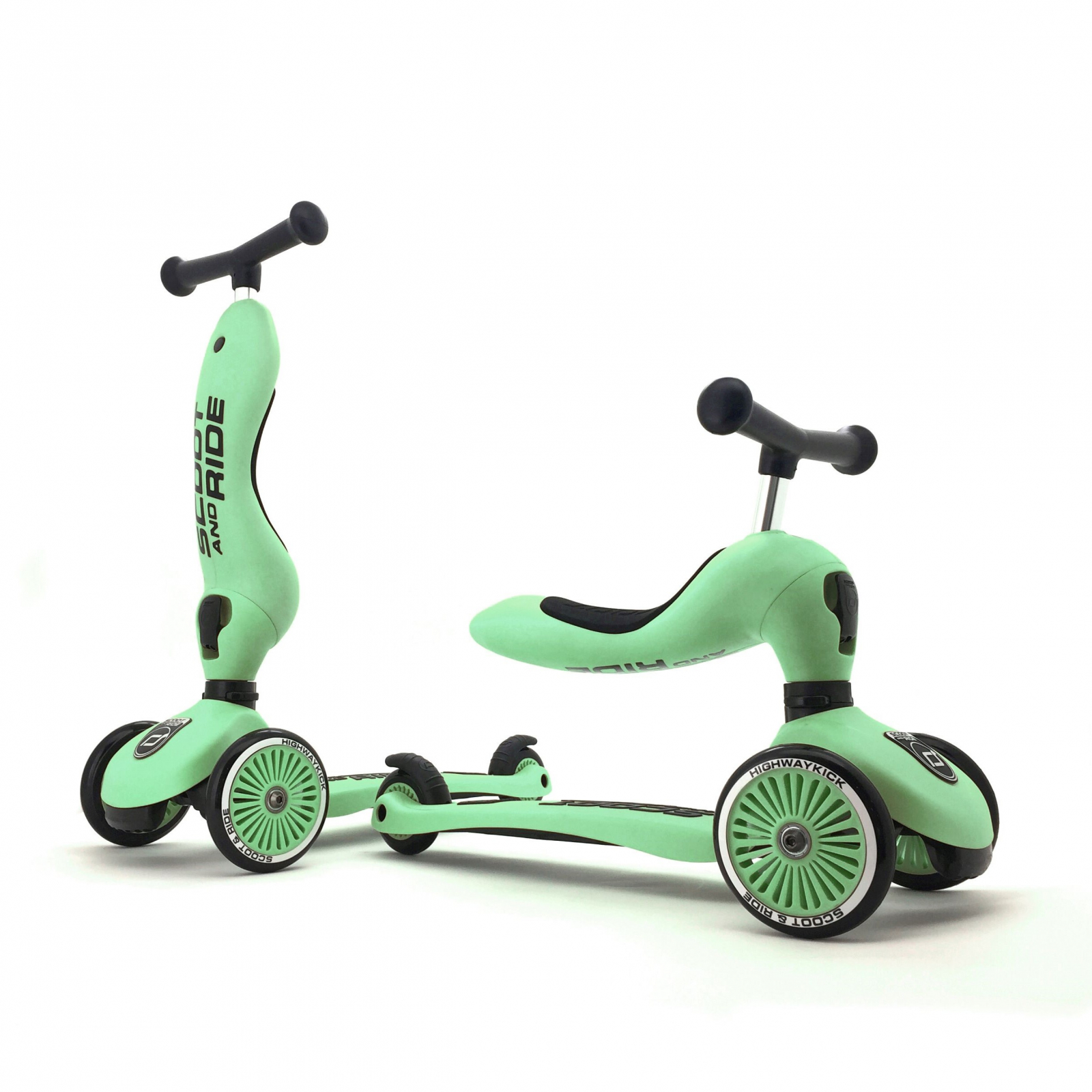 Trotineta copii cu sezut - transformabila 2in1 - HighwayKick 1 Kiwi, 1-5 ani, pana la 50 kg - Scoot & Ride