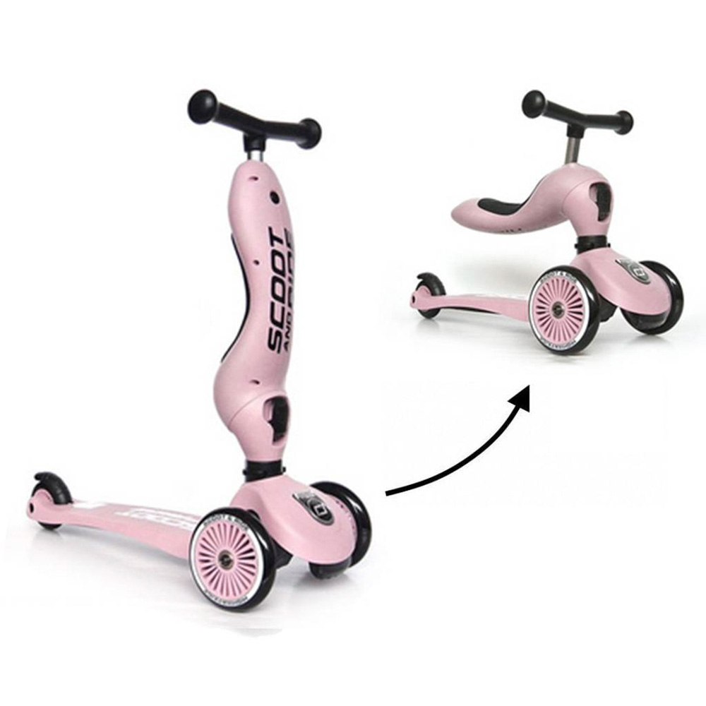 Trotineta copii cu sezut - transformabila 2in1 - HighwayKick 1 Rose, 1-5 ani, pana la 50 kg - Scoot & Ride
