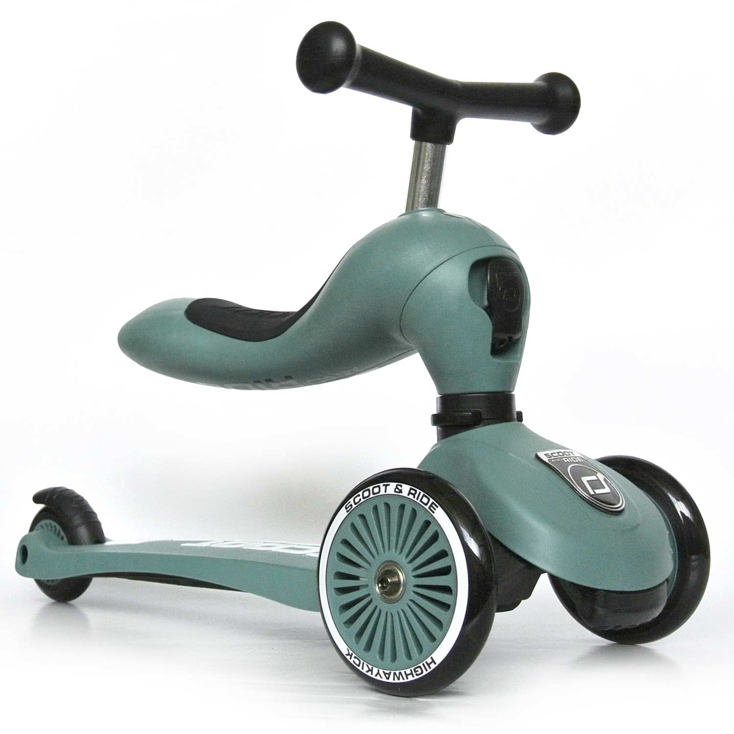 Trotineta copii cu sezut - transformabila 2in1 - HighwayKick 1 Forest, 1-5 ani, pana la 50 kg - Scoot & Ride