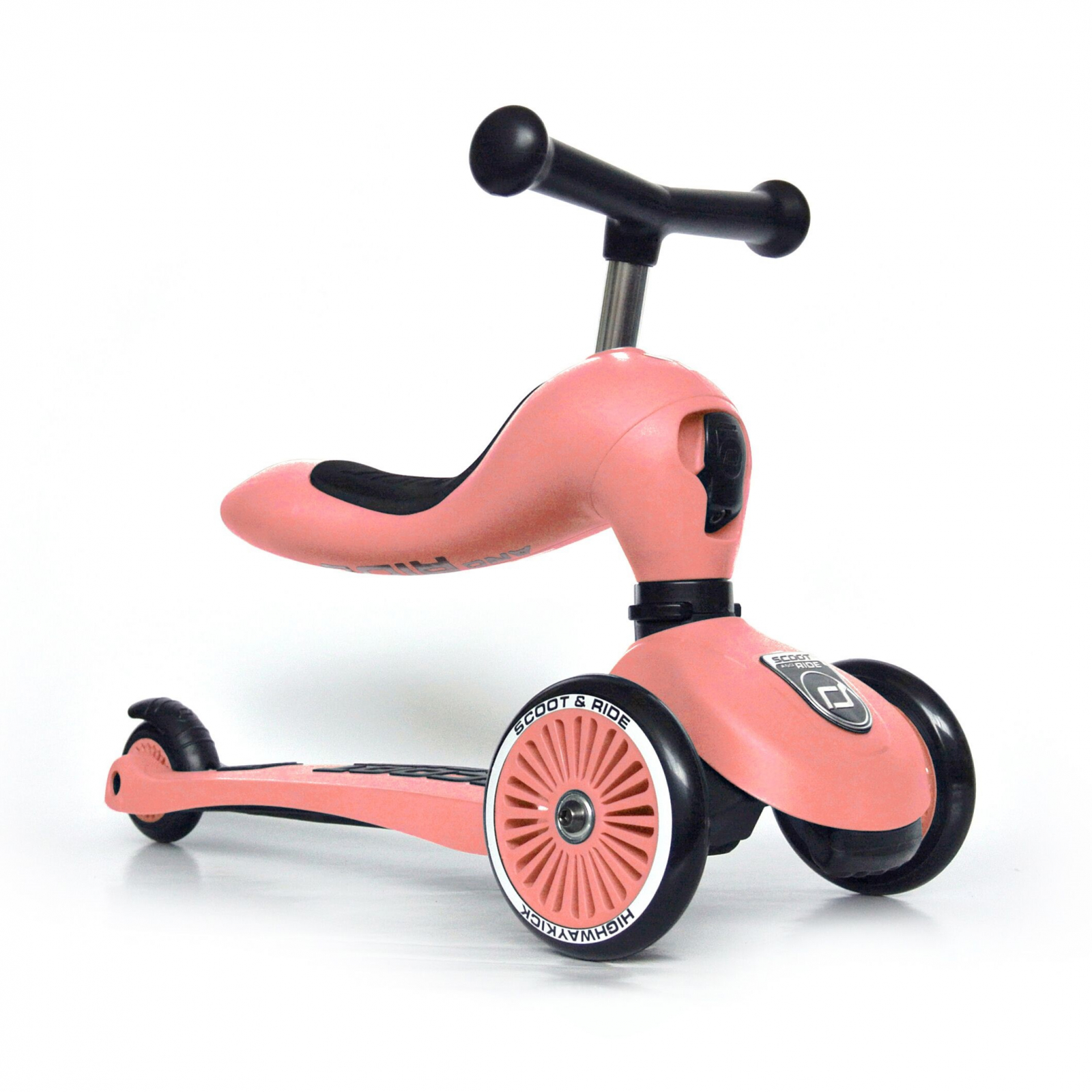 Trotineta copii cu sezut - transformabila 2in1 - HighwayKick 1 Peach, 1-5 ani, pana la 50 kg - Scoot & Ride