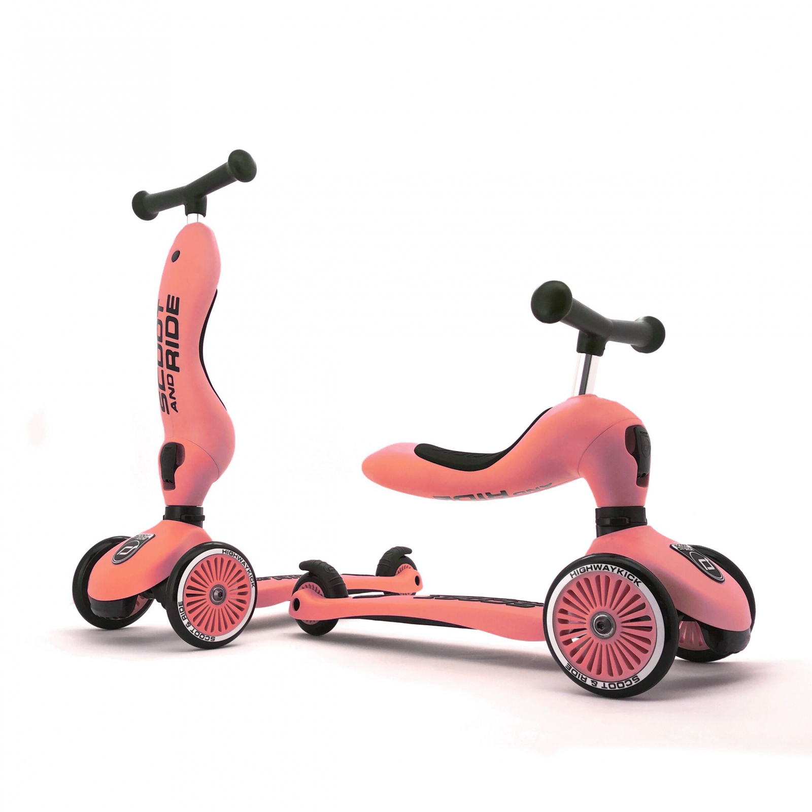 Trotineta copii cu sezut - transformabila 2in1 - HighwayKick 1 Peach, 1-5 ani, pana la 50 kg - Scoot & Ride