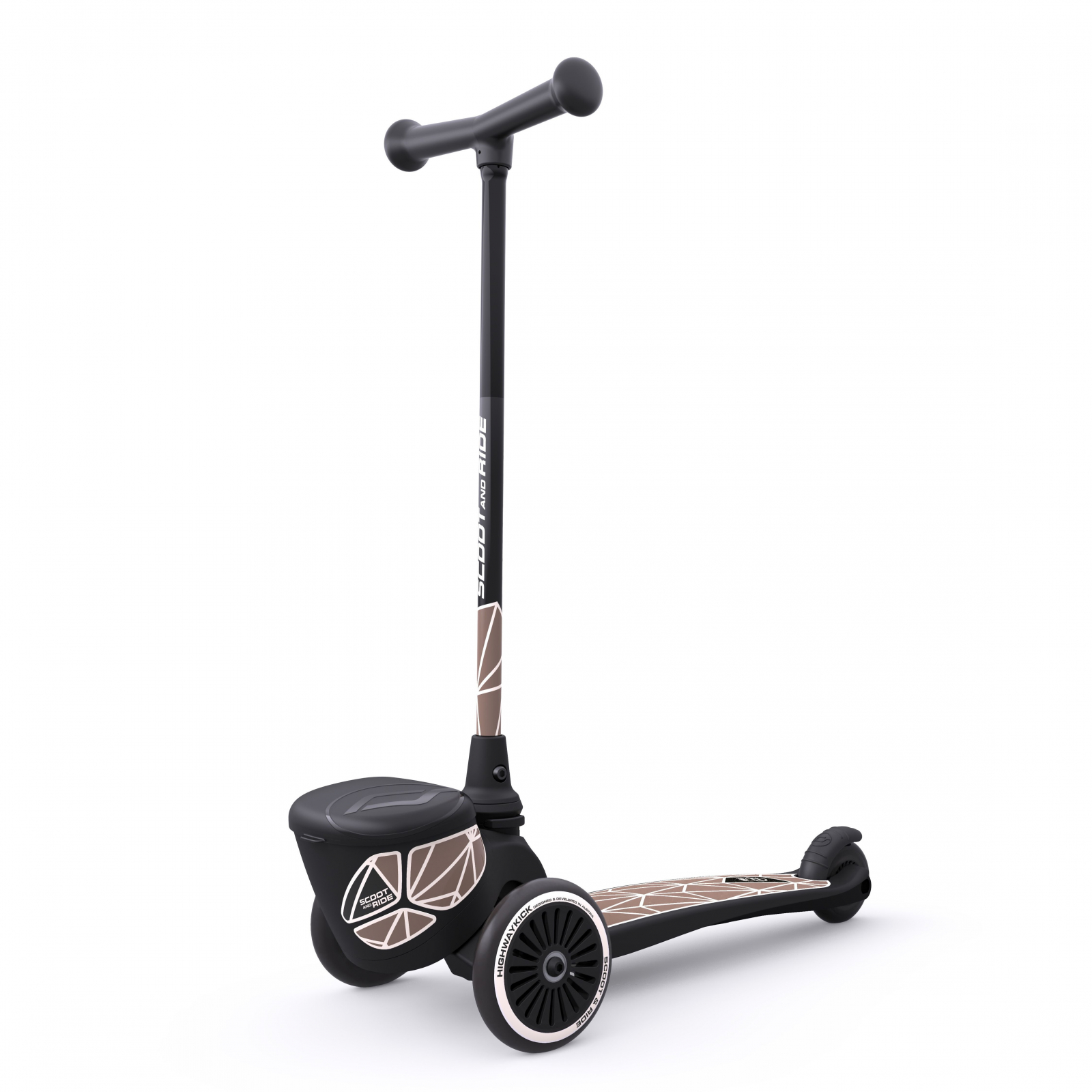 Trotineta copii pliabila cu suport jucarie - Highwaykick 2 Lifestyle Brown Line - 2 ani +, pana la 50 kg - Scoot & Ride