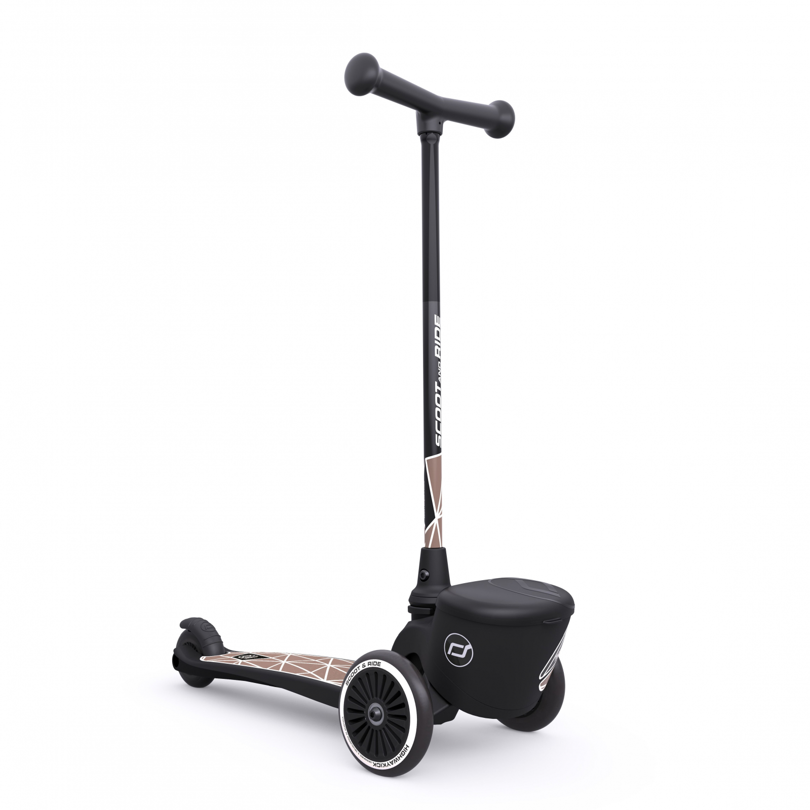 Trotineta copii pliabila cu suport jucarie - Highwaykick 2 Lifestyle Brown Line - 2 ani +, pana la 50 kg - Scoot & Ride