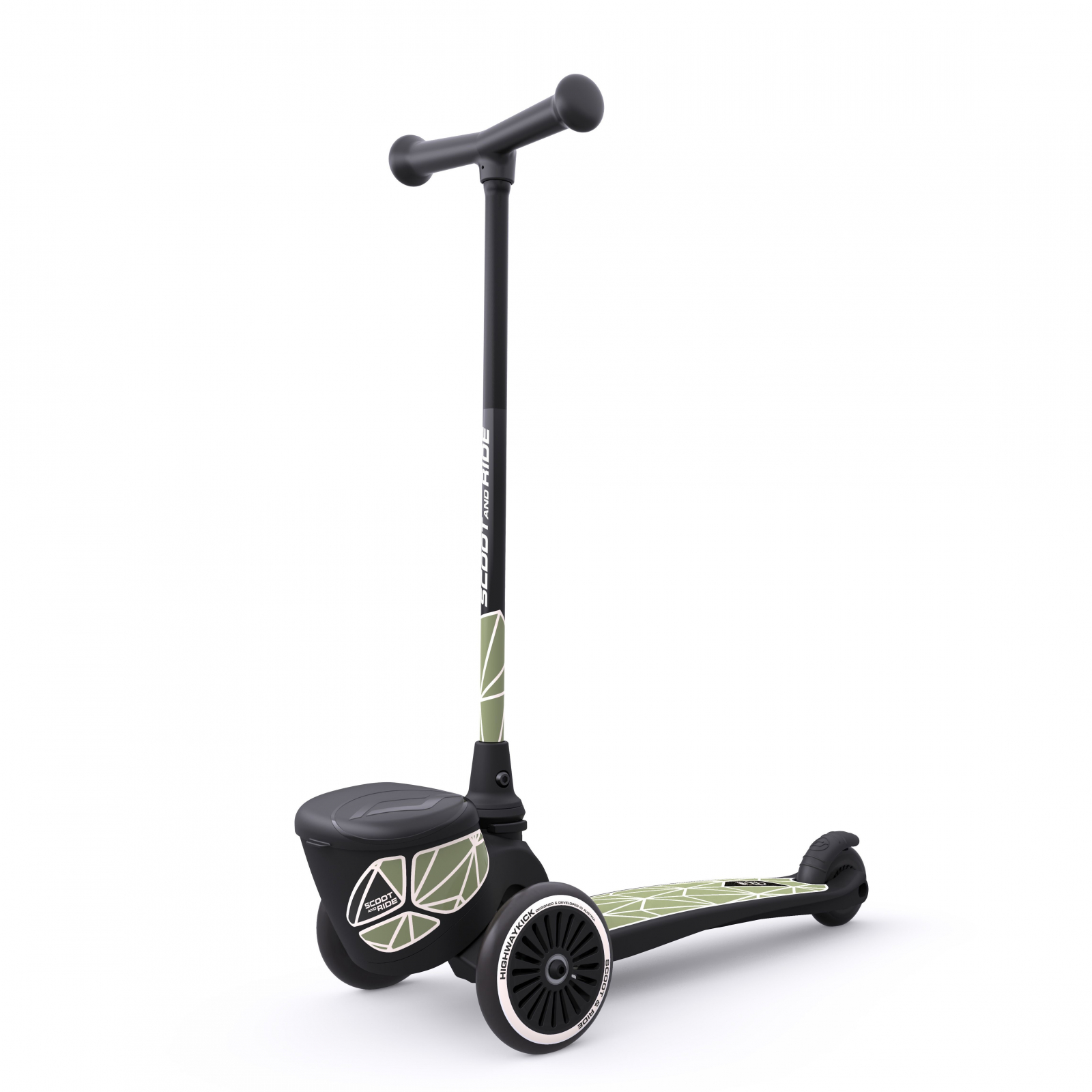 Trotineta copii pliabila cu suport jucarie - Highwaykick 2 Lifestyle Green Line, 2 ani +, pana la 50 kg - Scoot & Ride